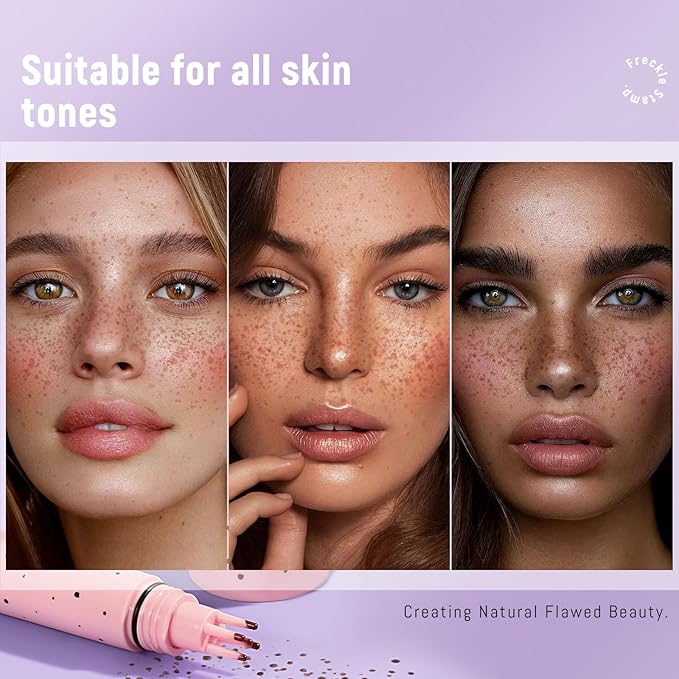 Freckle Stamp Pen, Magic Fake Freckles Tattoo Marker Waterproof Long Lasting Liquid Faux Freckle Stain for Natural Sunkissed Makeup for Women Girl 03 Deep Brown