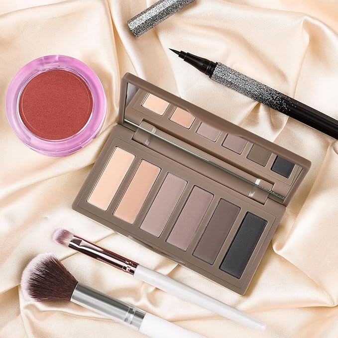 Makeup Kit for Women Full Kit All In One Make up Gift Set for Teens Girls Including 6 Colors Mini Naked Eyeshadow Palette, Cream-To-Powder Matte Face Blush, Waterproof Eyeliner, 2PCS Brushes 01