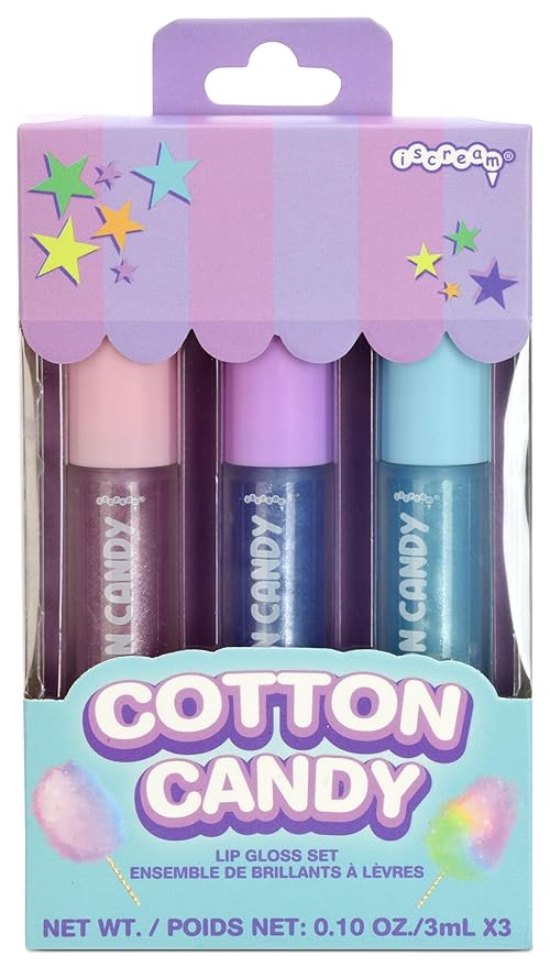 iscream Cotton Candy Carnival 3-piece Lip Gloss Set with Berry, Vanilla & Strawberry Scents