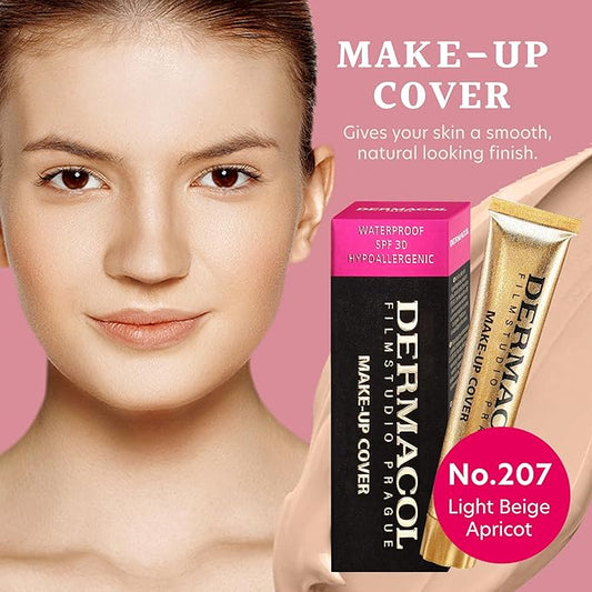 Dermacol - Mini Full Coverage Foundation 13g, Liquid Makeup Matte Foundation with SPF 30, Waterproof Foundation for Oily Skin, Acne, & Under Eye Bags, Long-Lasting Makeup Products Shade- 207
