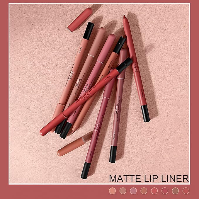 Lip Liner Pencil, Long Lasting Waterproof Creamy Lip Liner Pencil with Sharppens, Non-Fade, Non-Dry, High Pigmented, UP TO 12 HOURS, Professional Lip Makeup Matte Lip Liner Pencil for Women (06# FALL INTO)