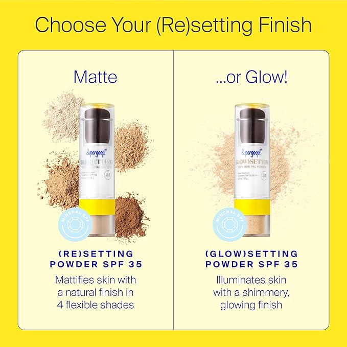 Supergoop! (Re)setting 100% Mineral Powder, Translucent - 0.15 oz - Makeup Setting Powder + Broad Spectrum SPF 35 PA+++ Sunscreen - With Ceramides, Olive Glycerides & Coated Silica Spheres