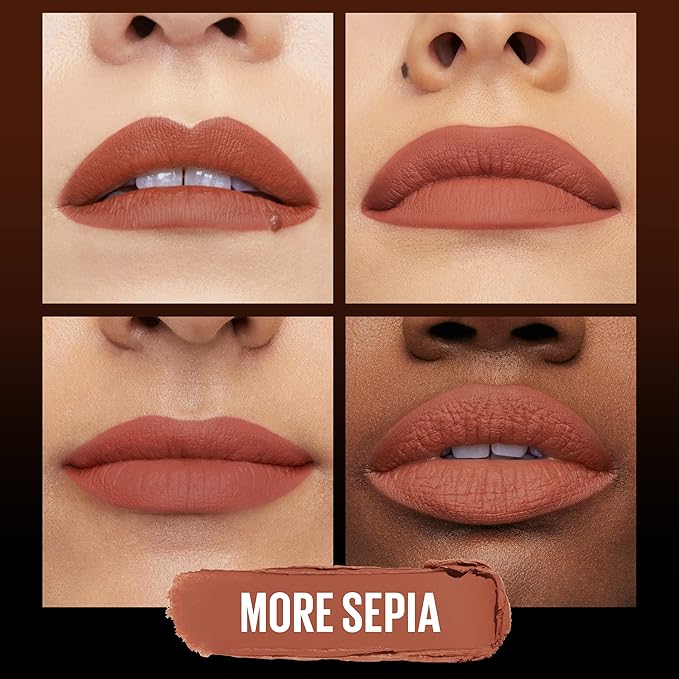 Maybelline Color Sensational Ultimatte Matte Lipstick, Non-Drying, Intense Color Pigment, More Sepia, Mid-Tone Camel, 1 Count (Pack of 2)