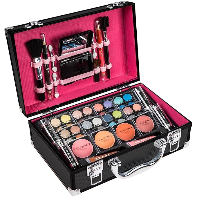 BRAND NAME Carry All Makeup Train Case with Pro Makeup and Reusable Aluminum Case - Silver