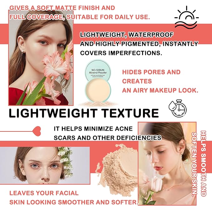 Mushroom Head Air Cushion CC Cream Full Coverage Liquid Foundation,Oil Control Concealer Lasting Moisturizing BB Cream,Loose Setting Face Powder Moisturizer Base Primer Makeup with Makeup Sponge