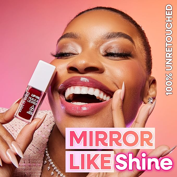 wet n wild Lip Oil - Lightweight, Non-Sticky, Hydrating & Nourishing Formula with 7 Conditioning Oils, Vegan & Cruelty-Free - Merlot Glass