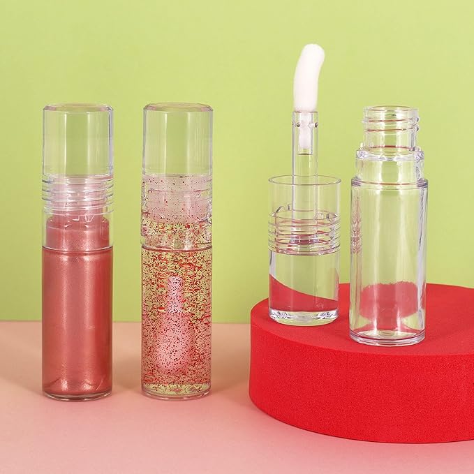 10 Pack Lip Gloss Tubes with Big Doe Foot Wand, Empty 9ML 0.3 Oz Transparent PTEG Lipgloss Tubes Concealer Containers for DIY Lipgloss Handmade Makeup
