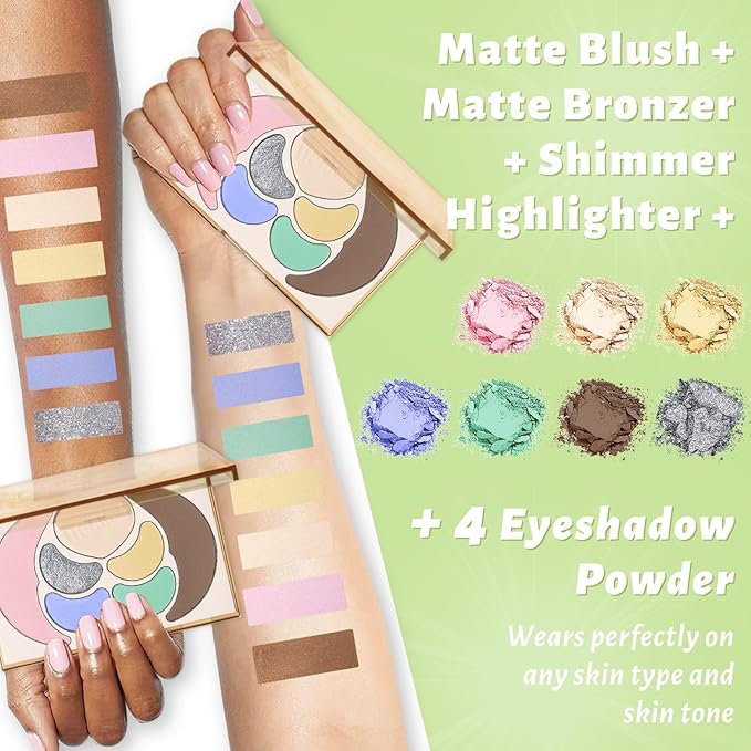 UCANBE All in One Makeup Kit - 4 Shimmer Matte Eyeshadow, 1 Pink Blush, 1 Bronzer Contour, 1 Illuminator Highlighter Makeup Palette Make Up Sets for Women Girls Teens Gift (06 Bucolic Makeup Palette)