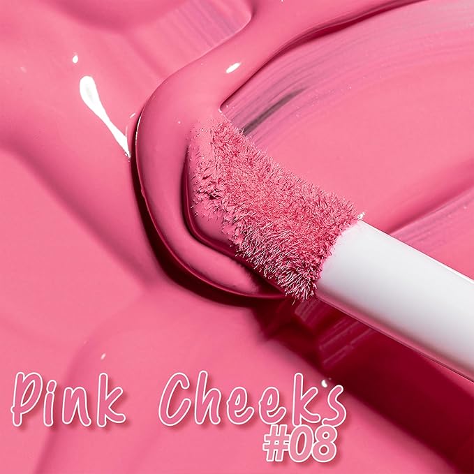 | Liquid Blush | Long-Lasting Liquid Blush | Non-Greasy | Highly Pigmented | Suitable for All Skin Types | Matte Colors | Subtle Shimmer Highlights | Shade: Pink Cheeks| 6ml | Model PKLB08