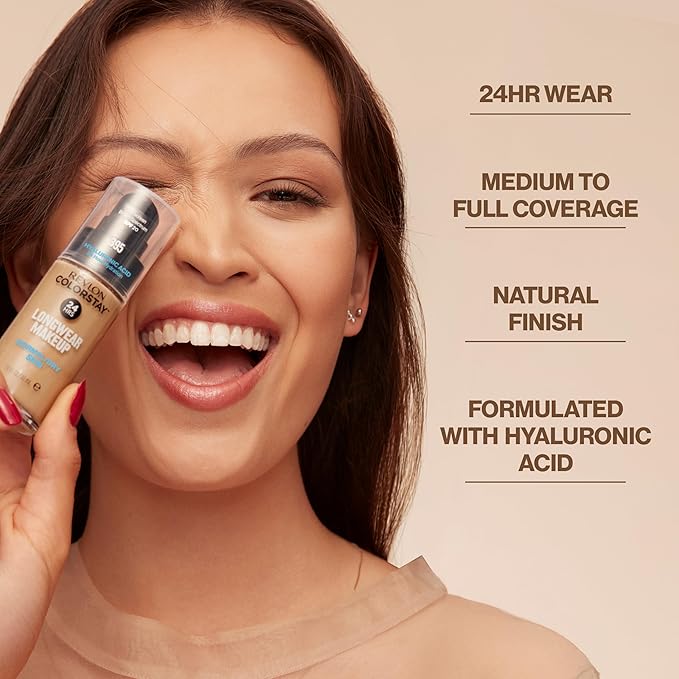 Revlon Liquid Foundation, ColorStay Face Makeup for Normal & Dry Skin, SPF 20, Longwear Medium-Full Coverage with Natural Finish, 600 Cinnamon, 1 Fl Oz