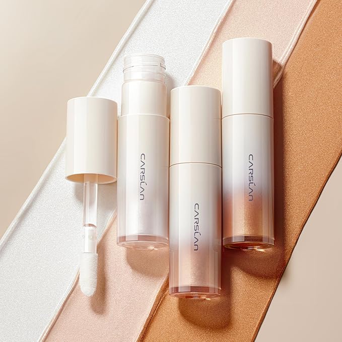 Soft Focus Makeup Powder Waterproof Oil Control Setting Powder 01 and 3D Liquid Highlighter 01, Face Cosmetics Kit, 2Pcs