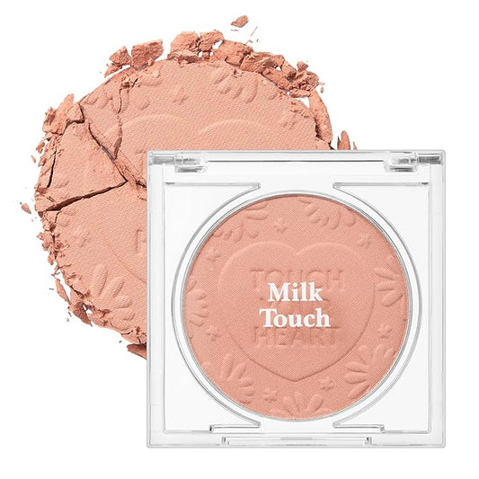MILKTOUCH Touch My Cheek in Bloom Blush Sunset Rose | Face Blushes Compact Powder Makeup, Oil Absorbing Face Powder for Oily Skin Korean Blush (0.18 oz)