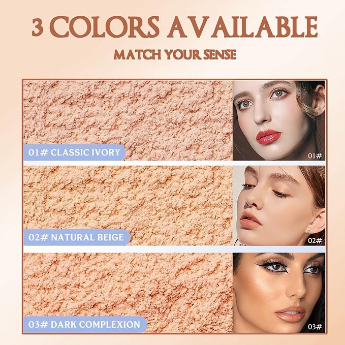 Soft Focus Loose Setting Powder Makeup,Oil Control Lightweight Matte Face Powder,Lasting Waterproof Finishing Powder Foundation Makeup Cruelty Free,Puff Included,0.46 oz(DARK COMPLEXION)