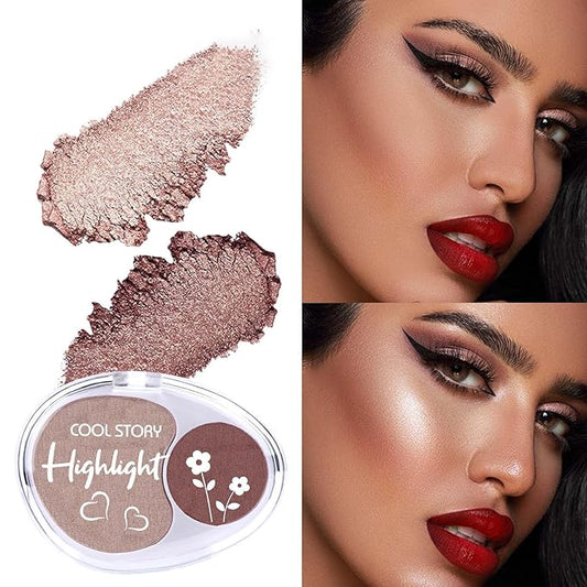 Face High Lighters Makeup Glitter Illuminator Pressed Powder Luminizers Eyeshadow Palette Powder for Face Body Cheek Skin 4#