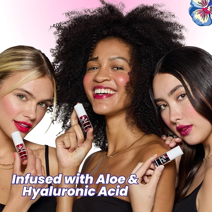 Blossom Lip Gloss Color Lock Lip Stain & Tint, Hydrating, Longlasting, Buildable, Non Drying, Smudgeproof + Transfer Proof, Made in USA with Doe Foot Applicator, 0.14oz, Poppin' Pink