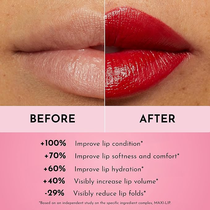 Forget the Filler Lip-Plumping Line-Smoothing Satin Cream Lipstick, Whos That Lady, Red, 0.1 Ounce