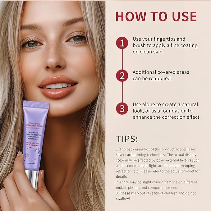 MAEPEOR Color Correcting CC Cream 5 Colors Lightweight Multi-Purpose Facial Concealer with Illuminating Finish Soothes & Hydrates Skin (05 Transparent)