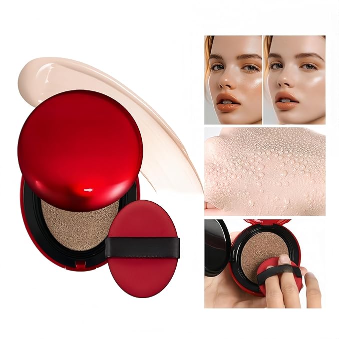 MAEPEOR Cushion Foundation 9 Colors Full Coverage Weightless Satin Glow Foundation Hydrating Long-Lasting Cushion BB Cream (Color 06)