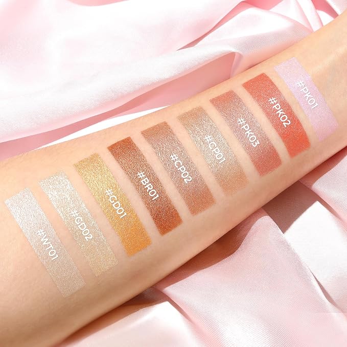 FOCALLURE Shimmer Liquid Highlighter, Smooth Cream Formula and Non-greasy Finish,Delivers a Natural Glow, Long Lasting Illuminator Highlighter Face Enhancing Makeup,Yes To Heaven