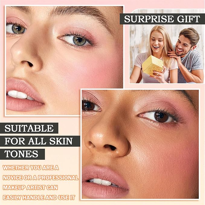Liquid Blush,Soft Cream Face Blush,Moisturizing Long Wearing Matte Blendable Blush Stick Makeup Set for Cheeks & Lip & Eye