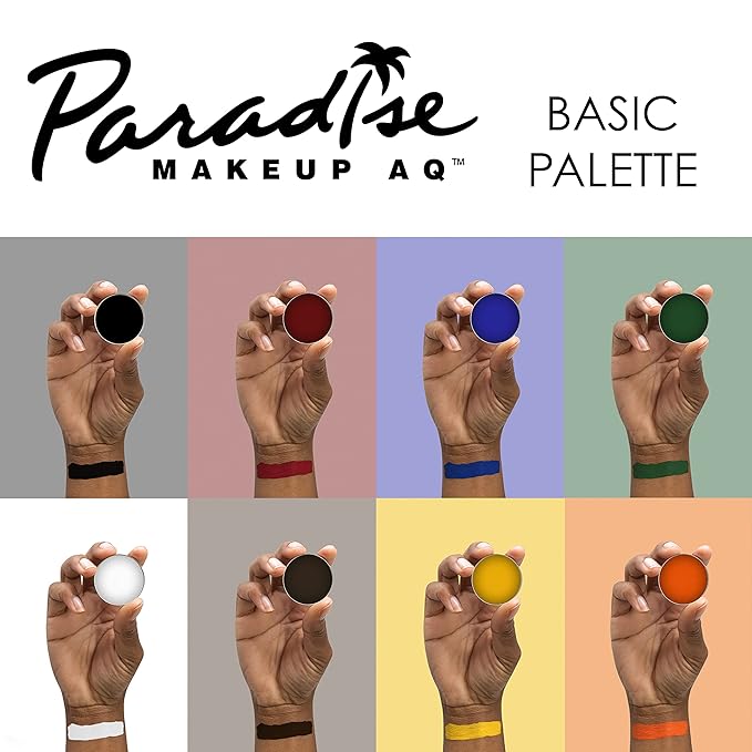 Mehron Makeup Paradise Makeup AQ 8 Color Basic Palette | Magnetic Refillable Body Paint & Face Paint Palette | Professional & Water Activated | Costumes, SFX, Halloween, & Cosplay