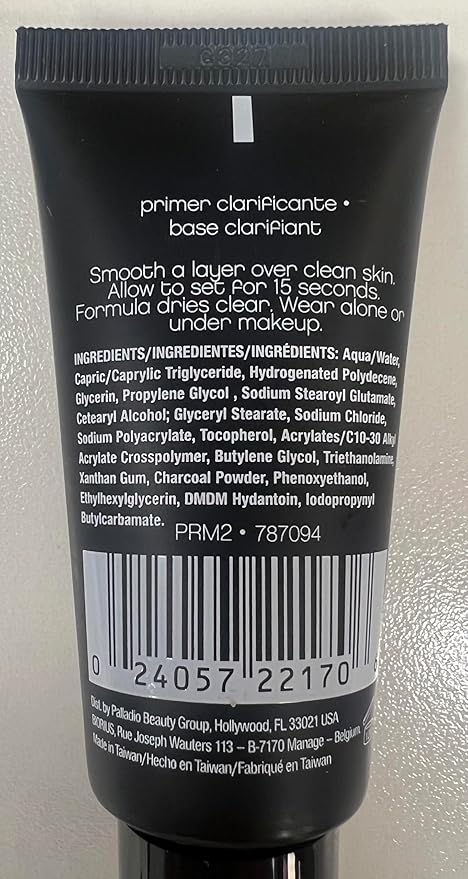 Palladio Skin Detox Clarifying Face Primer with Charcoal, creates a smooth base for makeup application, protects skin, provides long wear flawless glam look, 1 ounce