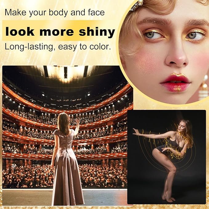 Body Shimmer Oil 100ml, Moisturizing Long Lasting Body Luminizer Face Brighten, Waterproof Liquid Illuminator Body Glitter Oil, Shimmer Glow Highlighter Summer Glowing Taning Makeup (#02 Gold)