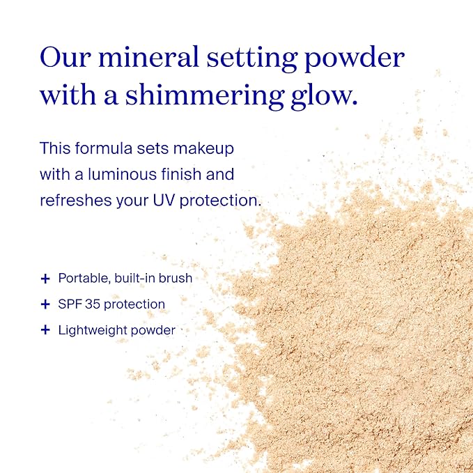 Supergoop! (Glow) setting 100% Mineral Powder, Translucent - 0.13 oz - Broad Spectrum SPF 35 PA+++ Sunscreen + Makeup Setting Powder