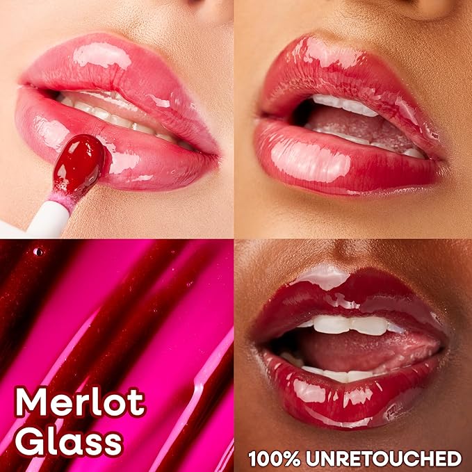 wet n wild Lip Oil - Lightweight, Non-Sticky, Hydrating & Nourishing Formula with 7 Conditioning Oils, Vegan & Cruelty-Free - Merlot Glass