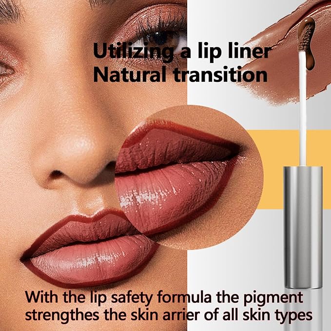 Peel off Lip Liner Stain, Lip Gloss Lip Tint Set, Peel Off Nude Lipliner Makeup Velvet Matte Tattoo Peel Off Lip Liner Set Long-Lasting Waterproof Transfer-proof Brightening, 4Pcs