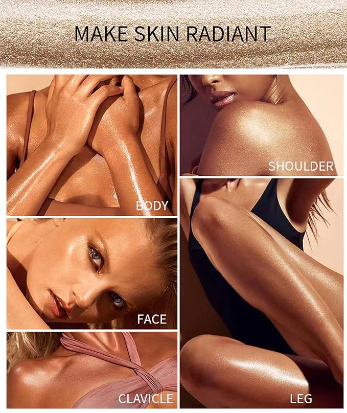 MAEPEOR Body Luminizer 6 Colors Waterproof Smooth Shimmer Face Glow Illuminator Non-sticky Liquid Highlight (30 ML, 01 Moonlight White)