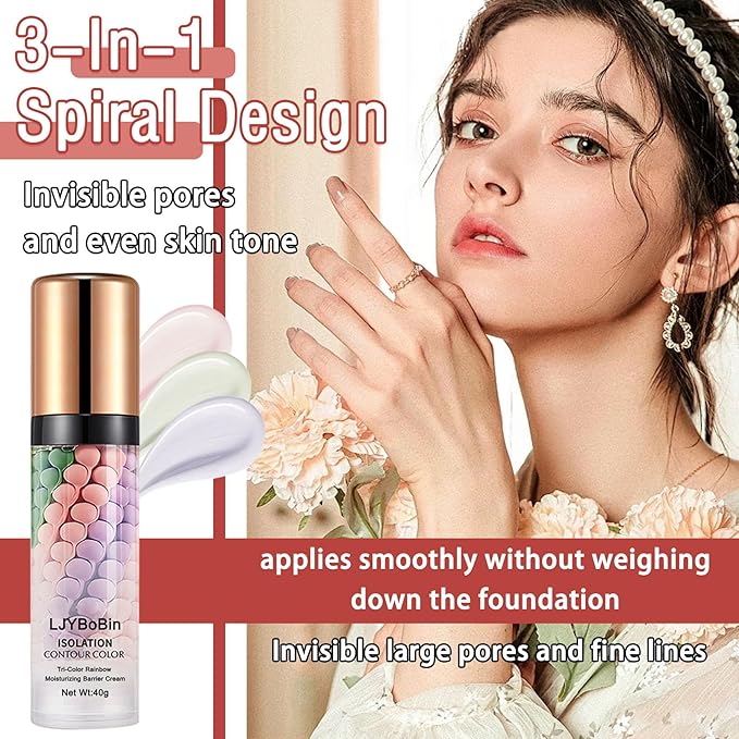 3 in 1 Color Correcting Cream,Moisturizing Isolation Cream Oil Control One Step Color Corrector,Skin Tone Correcting Concealer & Invisible Pore Face Primer Foundation Makeup