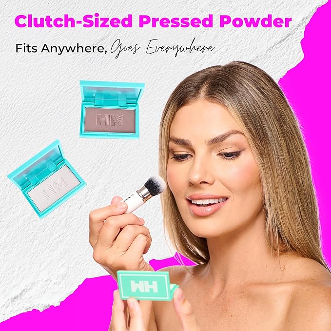 Travel Size Pressed Powder - Haute Minute Makeup Complexion Perfection Mini Powder - Perfect For Travel or Your Purse! (Neutral Tan)