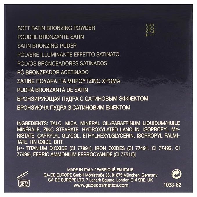 GA-DE Idyllic Soft Satin Bronzing Powder, 62 - Velvety Contour Makeup - Smooth and Creamy Bronzer Makeup - Blends Effortlessly and Evenly - 0.49 oz