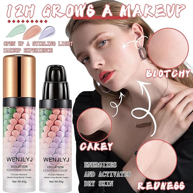 2Pcs One Step Color Corrector,Isolation Cream,Moisturizing Concealer Foundation,Invisible Pore Makeup Primer,Oil Control Color Correcting for Women
