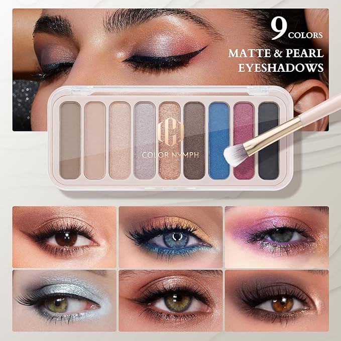 Color Nymph Beginners Makeup Kit For Girls Makeup Set for Teen Full Face Makeup Kit For Women with Cosmetic Bag included 9 Color Eyeshadow Palette Concealer Liquid Blush Eyeliner Lipgloss