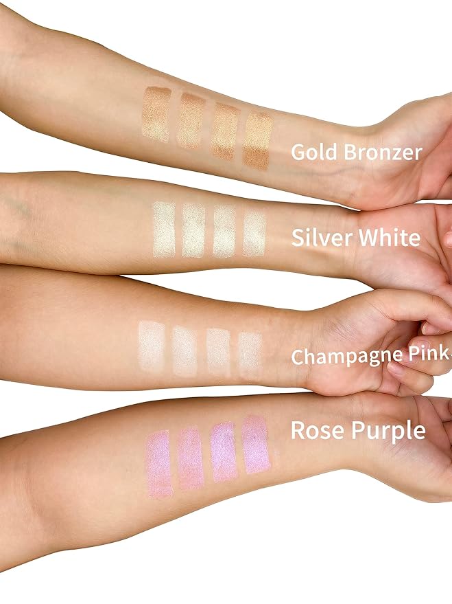 Highlighter Palette - Cream, Long Lasting Glitter Highlighter Makeup - Purple