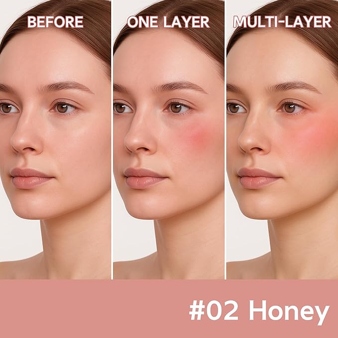 FV Liquid Blush, Long Lasting Buildable Cream Cheek Tint with High-Pigment Color, Weightless Blendable Formula for Natural Dewy Finish (Honey)