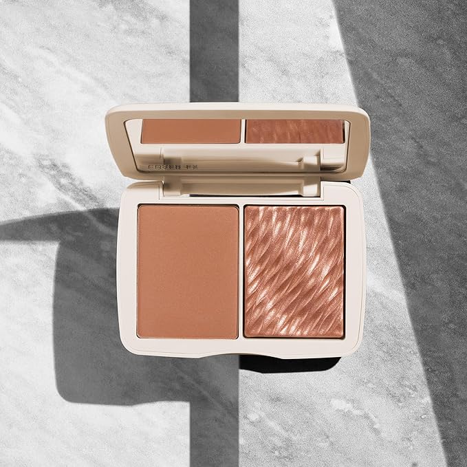 COVER FX Monochromatic Powder Bronzer Duo - Sunkissed Bronze - Soft Matte + Luminous Shimmer Finish - Create Custom, High Impact Bronze Glow