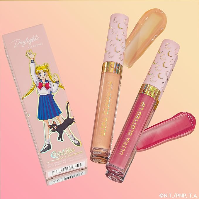 ColourPop x Sailor Moon Ultra Lip Set - High-Shine, Non-Sticky & Hydrating Pink Lip Gloss & Diffused Matte Lipstick Set with a Flexible Paddle Applicator - Daylight (2 Count)