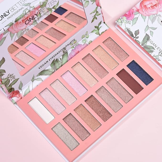 Vegan Eyeshadow Palette, Nude Eyeshadow Palette, 16 Shades Organic Eyeshadow palette & Matte Eyeshadow Palette with Brush, 8 Shades