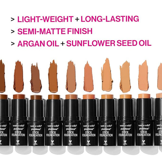 Wet n Wild Photo Focus Stick Matte Foundation Makeup, Shell Bisque (Pack of 4)