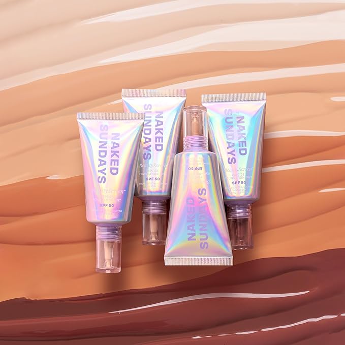 Naked Sundays BeautyScreen™ SPF 50 Mineral Peptide Foundation Tint – 2-in-1 Skin Tint & Mineral Sunscreen | Radiant, Buildable Coverage, Acne-Safe, Infused with Peptides (8 Golden Mahogany, 1.01 oz)