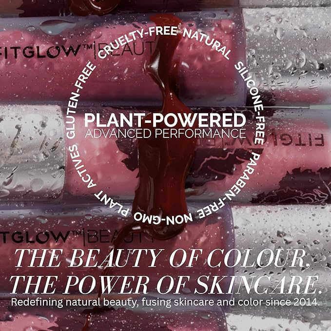 FITGLOW Beauty Lip Colour Serum | Hydrating Lip Gloss | Plumping Anti-Aging Lip Treatment | Natural Shine with Pomegranate Sterols & Collagen | Buildable Color for Dry Chapped Lips | Nudie - 10g