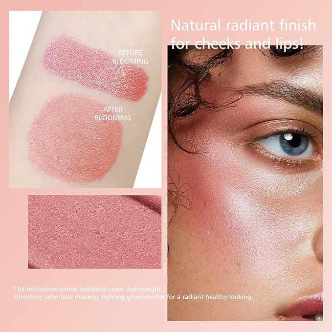 KYDA Marble Liquid Blush, Radiant Marbleized Blush for Cheek, Multidimensional Buildable Color, Lightweight Shimmery Satin Face Makeup, Lighting Glow Blusher, 06 Mermaid