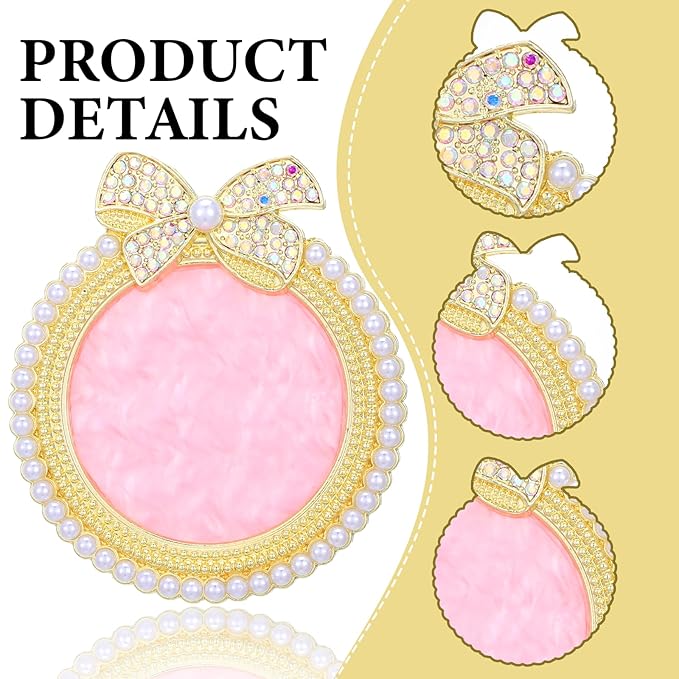 Resin Nail Art Palette, Nail Polish Palette with Rhinestones and Pearls, Glitter Bow Nail Palette, Mixing Palette Makeup Plate Nail Pallet for Nail Art, Gold Nail Art Display Board
