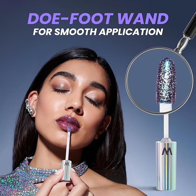 Wonderskin Wonder Blading Lip Stain Peel Off Masque - Long Lasting, Waterproof (Lovely) with Top Gloss - Blue Glitter Lip Gloss, Hydrating and High Shine Finish