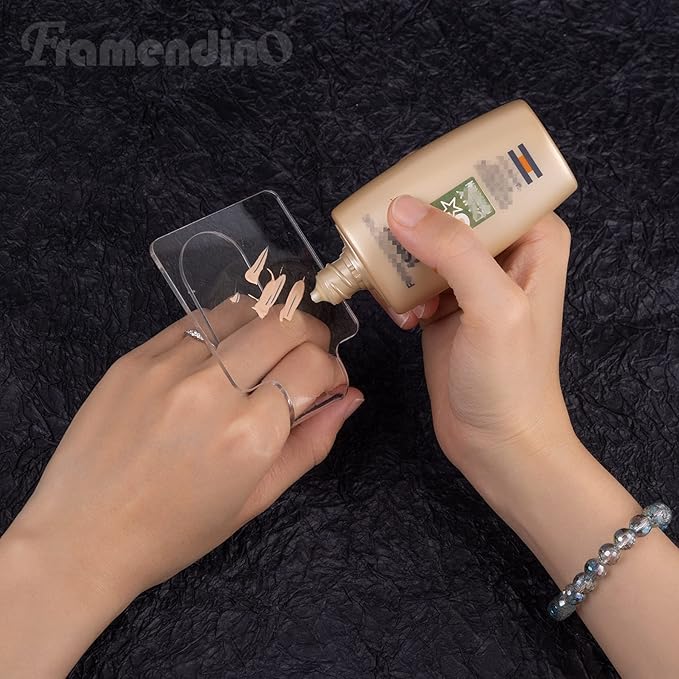 Framendino, 2 Pieces Makeup Palette Acrylic Hand-held Mixing Tray for Foundation, Eyeshadow, Powders, Cosmetics and Nail Art Manicure
