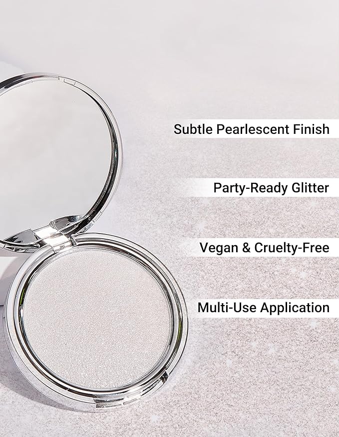 Erinde Shimmer Face Highlighter Makeup Powder, Cream to Powder Glow Finish, Lightweight & Healthy Radiance, Long Lasting Luminous Face Body Highlighter Makeup, 01 Pearlescent Moon