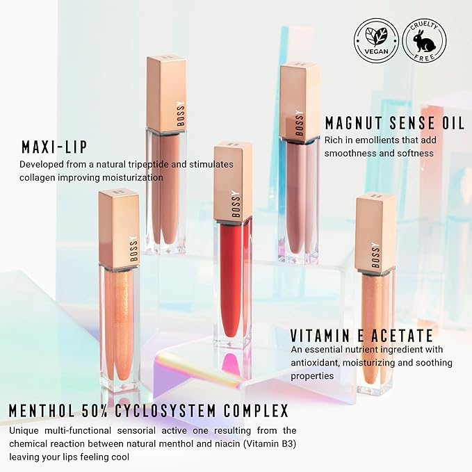 Vegan Lip Gloss for Soft Lips, Plumping Oil, Hydrating Non-Stick Lipgloss for Women, Provides Maximum Shine, Paraben and Cruelty Free (Empowered - Peach Color)